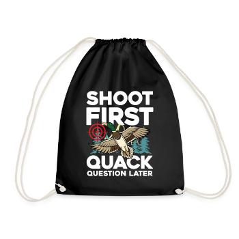 Duck hunters shoot heavier loads flag - Drawstring Bag - black - Front