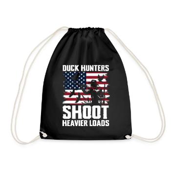 Duck hunters shoot heavier loads flag - Drawstring Bag - black - Front