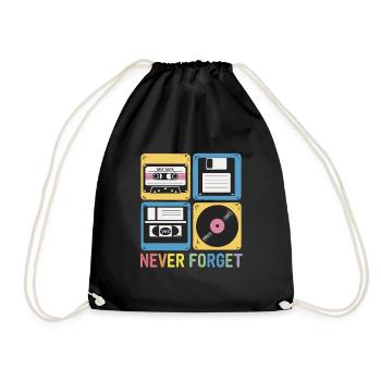 Never Forget 80s Mix Tape Floppy Disk VHS - Drawstring Bag - black - Front