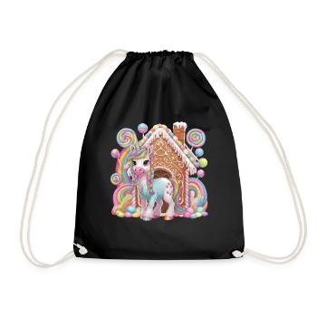 Candy Unicorn and Gingerbread House Magic - Drawstring Bag - black - Front