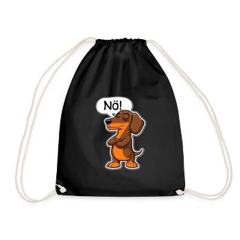 Dachshund Nope – Charming expression for dachshund - Drawstring Bag - black - Front