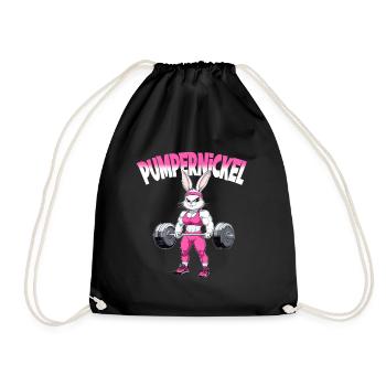 Lapin mignon dans la salle de sport avec puissance pumpernickel - Sac de sport léger - noir - Devant