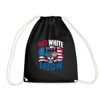 Red White And Meow: Amerikanische Katzenliebe - Turnbeutel - Schwarz - Vorne
