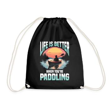 Life is better when paddling at - Drawstring Bag - black - Front