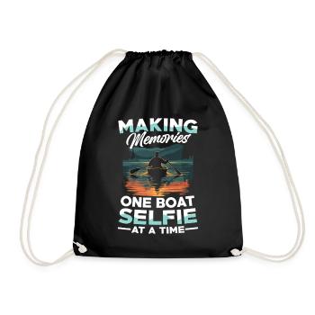 Creating memories: A boat selfie after the - Drawstring Bag - black - Front