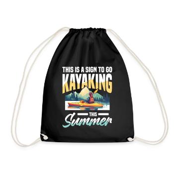 This is a sign for kayaking this summer - Drawstring Bag - black - Front