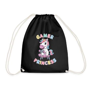 Unicorn Gamer Princess Playful And Fantastic - Drawstring Bag - black - Front