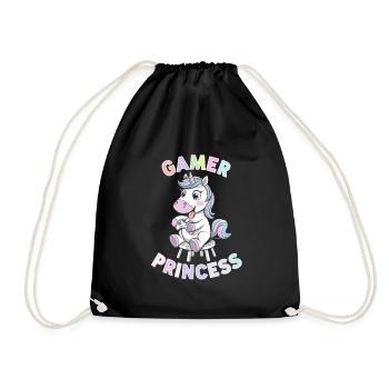 Gaming Einhorn Gamer Prinzessin Spaß - Turnbeutel - Schwarz - Vorne