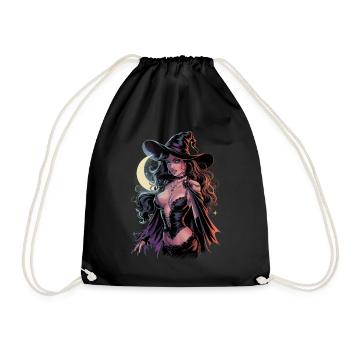 Belle sorcière au clair de lune avec chapeau magique et - Sac de sport léger - noir - Devant