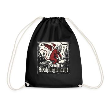 Walpurgisnacht Hexen Teufel Hexe auf Besen - Turnbeutel - Schwarz - Vorne