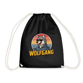 Wolfgang Wolf Retro Stil mit Sonnenbrille - Turnbeutel - Schwarz - Vorne
