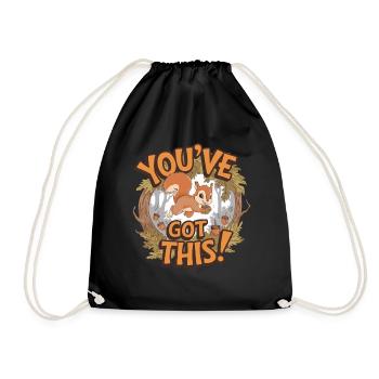 You can do it! Squirrel with acorn - Drawstring Bag - black - Front