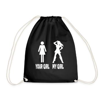 Your Girl My Girls Humorous Illustration - Drawstring Bag - black - Front