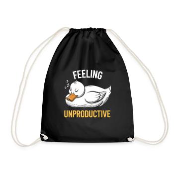 Feeling Unproductive Duck Illustration - Drawstring Bag - black - Front
