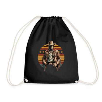 Stylish cowboy with western hat in front of stripes and - Drawstring Bag - black - Front