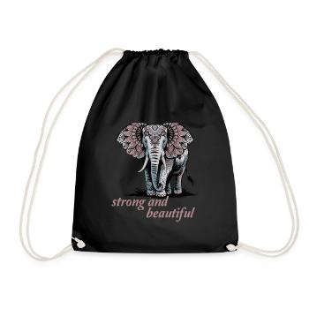 Stark Und Schön Elefant Mandala Kunst - Turnbeutel - Schwarz - Vorne