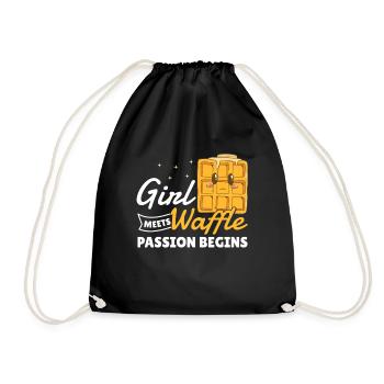 Waffles Girl Gift Girl Waffle Passion - Drawstring Bag - black - Front