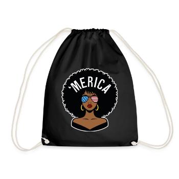 'merica Afro - Drawstring Bag - black - Front