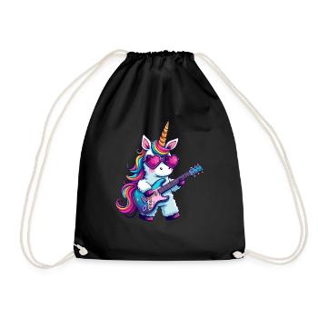 Unique unicorn with guitar and - Drawstring Bag - black - Front