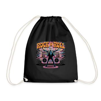 Rock N Roll Retro Music Boombox Explosion - Drawstring Bag - black - Front