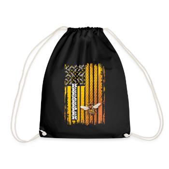 Abeille Abeille Drapeau Rayure Miel - Sac de sport léger - noir - Devant