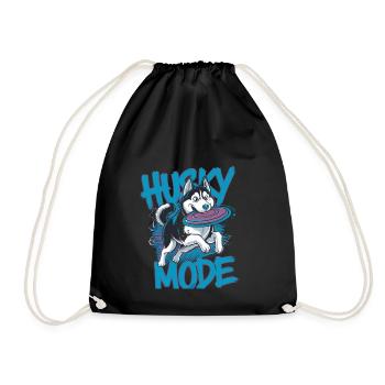 Husky Fashion Frisbee Adventure for Dog Lovers - Drawstring Bag - black - Front