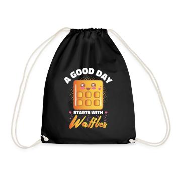 Funny Waffle Costume Candy Waffles - Drawstring Bag - black - Front