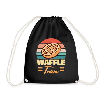 Waffle Team Breakfast Pancake Baking Fans - Drawstring Bag - black - Front