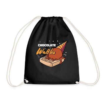 Chocolate Waffles Syrup Breakfast Waffles - Drawstring Bag - black - Front