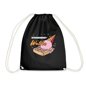 Strawberry Waffles Syrup Breakfast Waffles - Drawstring Bag - black - Front