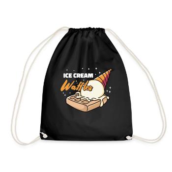 cream Waffles Syrup Breakfast waffles - Drawstring Bag - black - Front