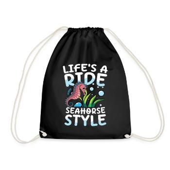 Seahorse Style für eine Seepferdchen Fan - Turnbeutel - Schwarz - Vorne