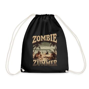 Zombie Zummer On The Beach Apocalypse - Drawstring Bag - black - Front
