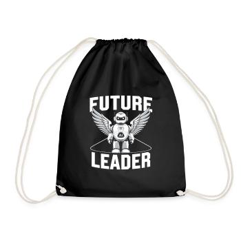 Future Leader AI Robot with Wings - Drawstring Bag - black - Front