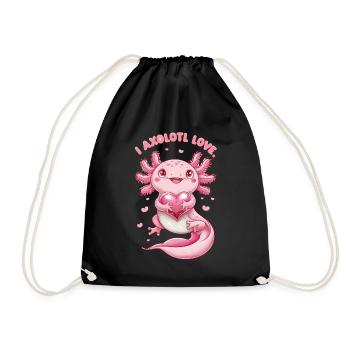 Axolotl Liebe Herz Umarmung Niedlich - Turnbeutel - Schwarz - Vorne