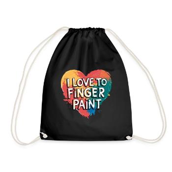 Ich Liebe Fingerfarben Herz Design Kunst - Turnbeutel - Schwarz - Vorne