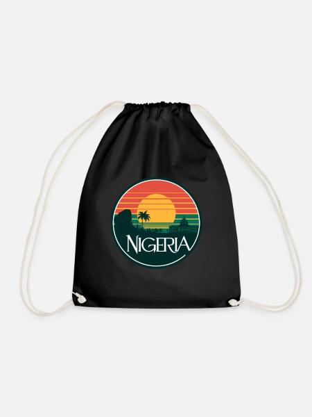 Nigeria Sonnenuntergang Panorama mit Palmen und - Turnbeutel - Schwarz