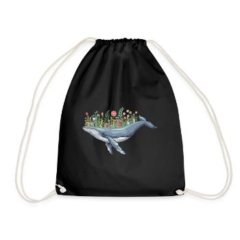 belle baleine avec motif floral pour - Sac de sport léger - noir - Devant