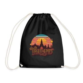 Silhouette Thaïlande avec coucher de soleil et - Sac de sport léger - noir - Devant