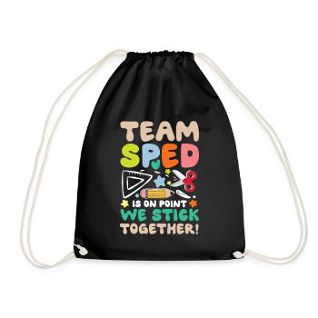 Team SPED Spezielle Bildung Zusammenhalt - Turnbeutel - Schwarz - Vorne