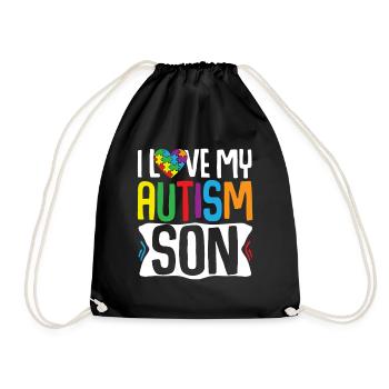 Cadeau de sensibilisation à l’autisme Parents Fils - Sac de sport léger - noir - Devant