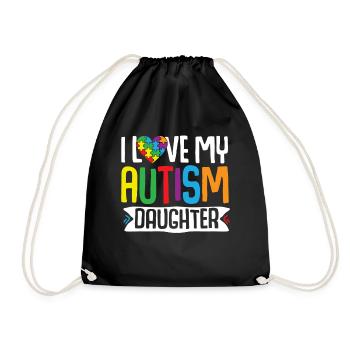 Cadeau de sensibilisation à l’autisme Parents Fille - Sac de sport léger - noir - Devant
