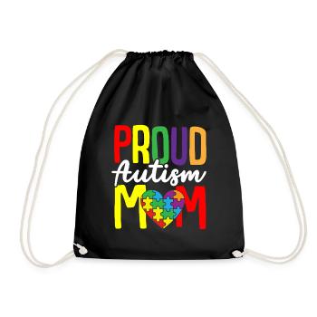 Autism Jigsaw Puzzle - Proud Autism Mother - Drawstring Bag - black - Front