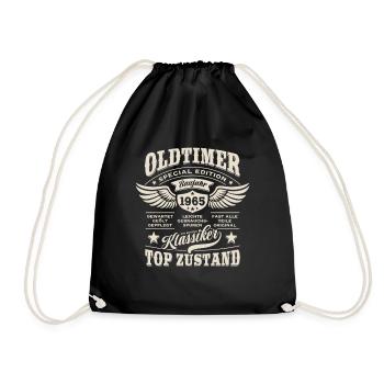 Oldtimer Baujahr 1965 - Geburtstag - Geschenk - Turnbeutel - Schwarz - Vorne