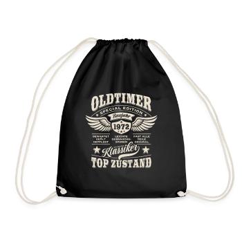 Oldtimer Baujahr 1972 - Geburtstag - Geschenk - Turnbeutel - Schwarz - Vorne