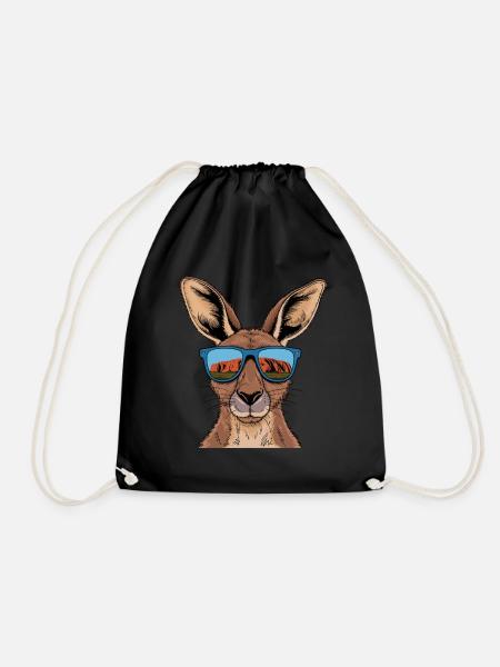 Cooler Känguru Mit Sonnenbrille Vor Australischer - Turnbeutel - Schwarz