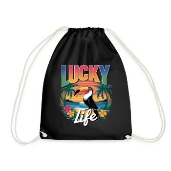 Lucky Life Tropical Paradise Vibes - Drawstring Bag - black - Front