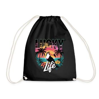 Lucky Life Tropisches Paradies mit Tukan und - Turnbeutel - Schwarz - Vorne