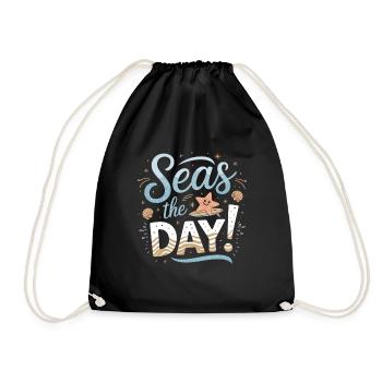 Seas The Day Maritimes Design mit Seestern und - Turnbeutel - Schwarz - Vorne