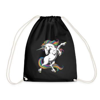 Magisches Regenbogen Einhorn voller Farbenpracht - Turnbeutel - Schwarz - Vorne